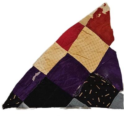 Block Rescued From A Crazy Quilt Circa 1890s Fabric 11 x 10 x 15  With Backing