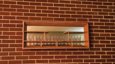 1950s Blonde shelves with mirror
