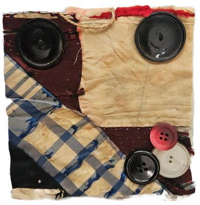Block Rescued From A Crazy Quilt Circa 1890s Fabric Along With Antique Buttons