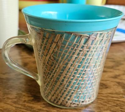 1950s 1960s raffia ware by thermo temp mug