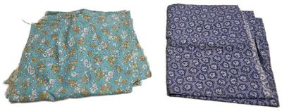 Teal with white and yellow flowers dark blue with white flowers