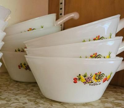 Fire king chanticleer rooster 12 handled soup bowl