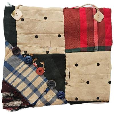 Block Rescued From A Crazy Quilt Circa 1890s Fabric Along With Antique Buttons