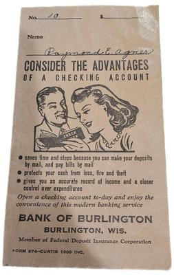 1940s bank of burlington deposit envelope 2)
