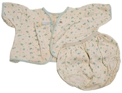 1960s baby boy s white with flowers blue trim shirt and diaper cover