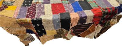 Block Rescued From A Crazy Quilt Circa 1890s Fabric 40 x 133 No Backing