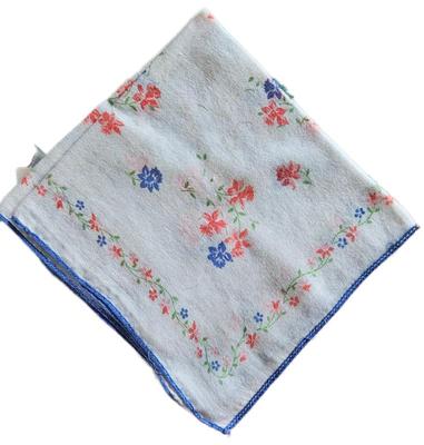 Handkerchief white pink blue flowers flower border