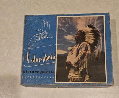Circa 1940s color picture puzzle black foot indian series a 1 2)