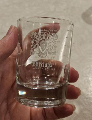 Glass 1950s barclay s shot glass