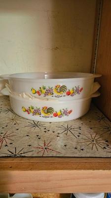 Fire King Chanticleer Rooster #450 #121 Casserole #450 #2 Casserole