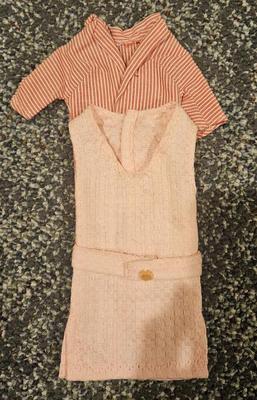 Outfit 23 red striped shirt pink jumper