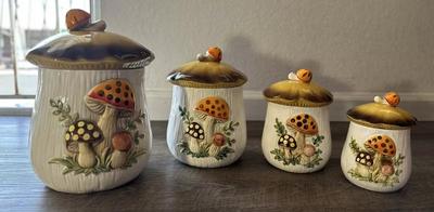 Canisters circa 1960s 1970s mushroom