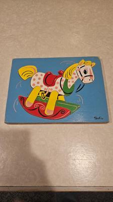 Circa 1950s 1960s sifo wooden puzzle rocking horse made in sweden