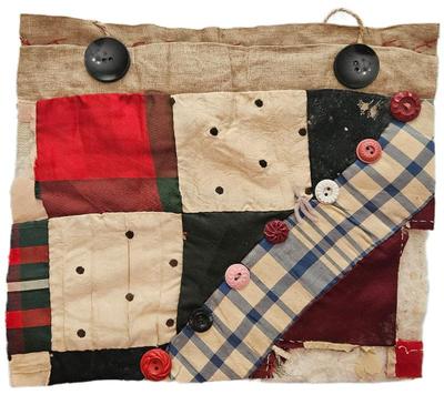 Block Rescued From A Crazy Quilt Circa 1890s Fabric Along With Antique Buttons