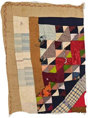 Block Rescued From A Crazy Quilt Circa 1890s Fabric 11 x 14 With Backing