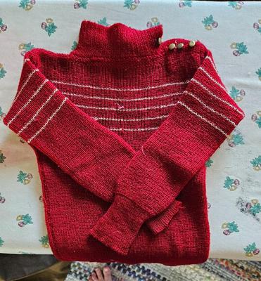 1890 boy s red with white stripes sweater