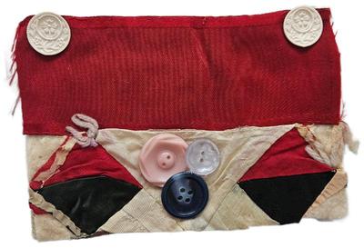 Block Rescued From A Crazy Quilt Circa 1890s Fabric Along With Antique Buttons