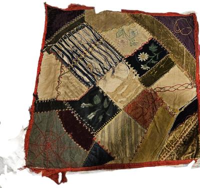 20 x 20 Pillow Cover Rescued From A Crazy Quilt Circa 1890s