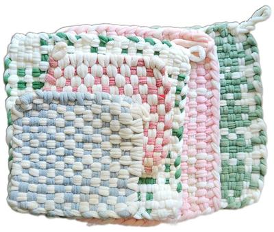1960s handmade on loom potholders sets of 4 or 5