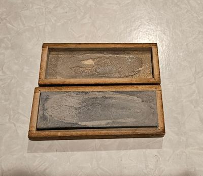 Sharpening stone in original wooden box