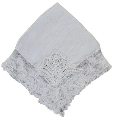 Handkerchief White Lace Border Cutwork Embroidery In Corner Hand Rolled Linen