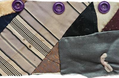 Block Rescued From A Crazy Quilt Circa 1890s Fabric Along With Antique Buttons