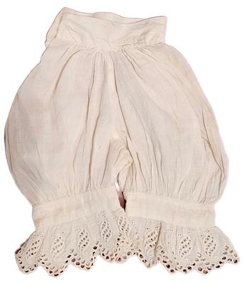 Edwardian doll pantaloons bloomers eyelet hand embroidered leaves 9 in