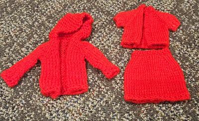 Outfit 29 knit red sweater skirt hooded jacket