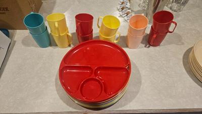 Picnic 1950s lustro ware plates and cups