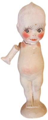 1920s 13” Chalk Ware Carnival Kewpie Doll Statue  With Hair & Costume VERY RARE Costume and Hair Is Never Seen For Sale Plaster is...