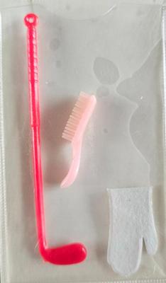 1960s accessory pak red putter pink bruch short white glove