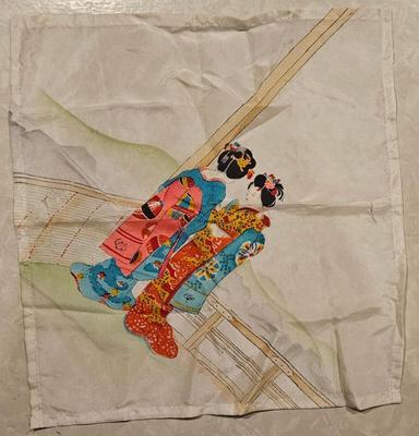 Wwii silk geishas handkerchief brought back from japan by soldier