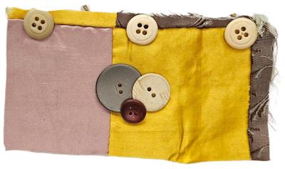 Block Rescued From A Crazy Quilt Circa 1890s Fabric Along With Antique Buttons