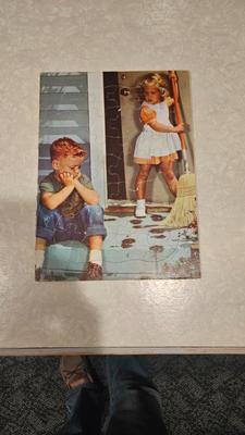 Sale Photo Thumbnail #78: Circa 1940s 1950s louis f dow litho puzzle dirty footprints