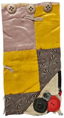 Block Rescued From A Crazy Quilt Circa 1890s Fabric Along With Antique Buttons
