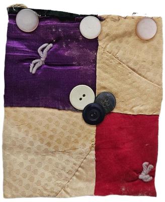 Block Rescued From A Crazy Quilt Circa 1890s Fabric Along With Antique Buttons