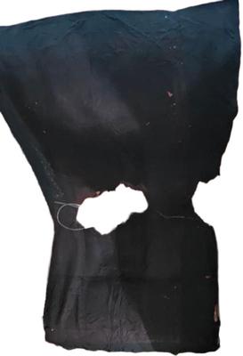 Antique Rayon Black Shear 48 in Half Round Cut Out x 18 in Larger Half Round Cut Out x 26 in x 26 in Round Cut Out in Center Hemmed on 4...