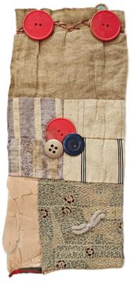 Block Rescued From A Crazy Quilt Circa 1890s Fabric Along With Antique Buttons