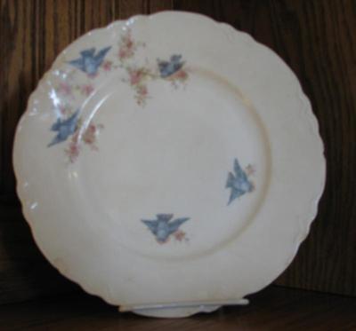 June 1922 Per Date Code F2N Shape-Republic 1726 By Homer Laughlin Blue Birds Pink Flowers