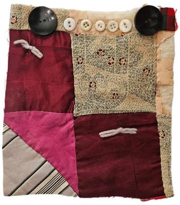 Block Rescued From A Crazy Quilt Circa 1890s Fabric Along With Antique Buttons