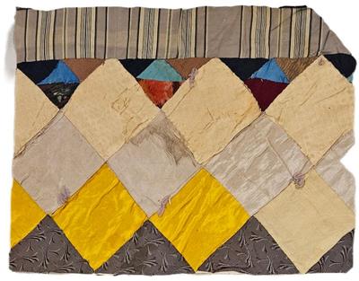 Block Rescued From A Crazy Quilt Circa 1890s Fabric 15 x 20 With Backing