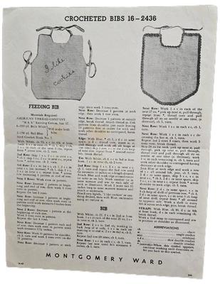 Crocheted bibs 16 2436 montgomery ward