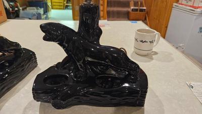 1940s 50s black panther lamp and shade 1)