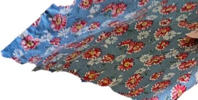 blue with red and white flowers Unopened Feedsack