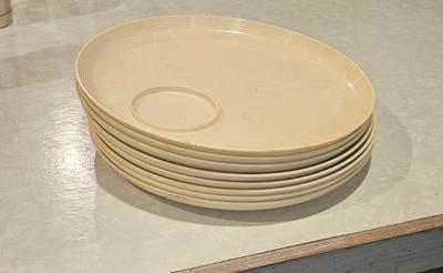 Picnic 1950s raffia ware by thermo temp pitcher plates and glasses 2)