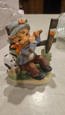 Sale Photo Thumbnail #906: Ceramics vintage hummel like figurine boy playing flute