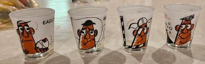 Sale Photo Thumbnail #764: Glass 1950s funny sports shot glasses