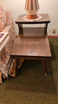 1950s walnut end tables and coffee table 2)