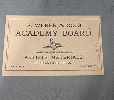 •	Circa 1887-1919 Oil on Academy Board by F. Weber & Co Manufacturers and Dealers in Artists Materials Unsigned Frame 21.25x15...