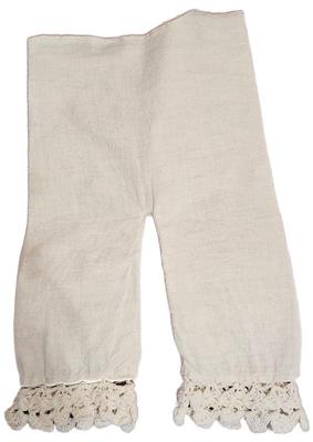 Edwardian doll flannel pantaloons bloomers with crochet 12.5 in